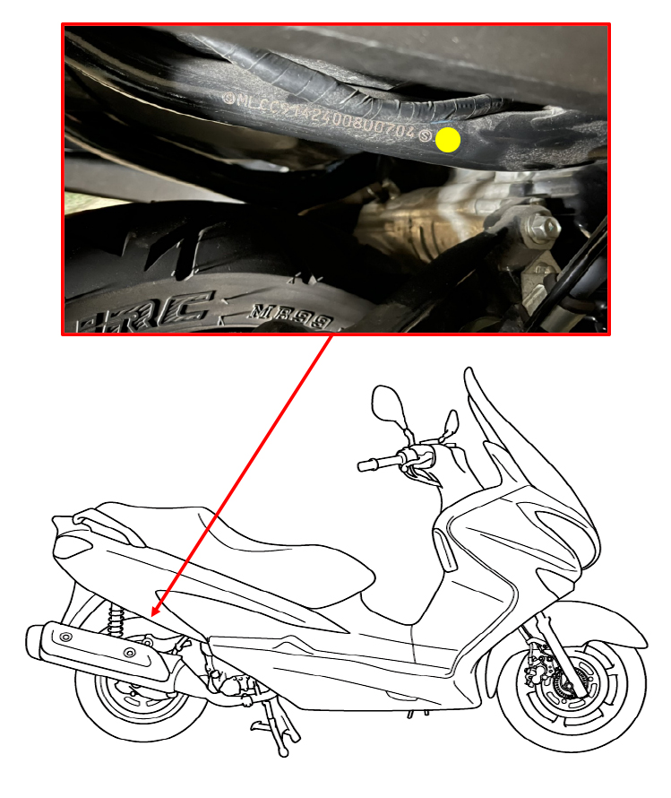 BURGMAN 200 汽油軟管 召回改正車輛之區分辨別方式圖